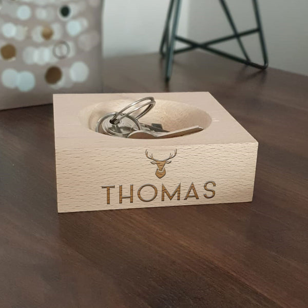 Personalised Stag Head Coin Tidy