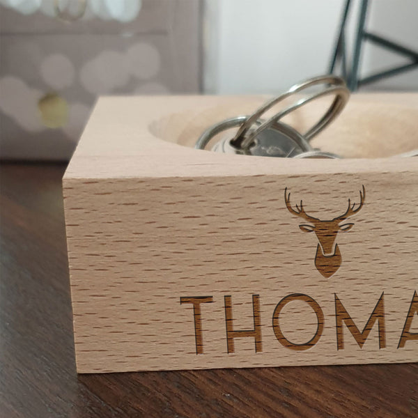 Personalised Stag Head Coin Tidy