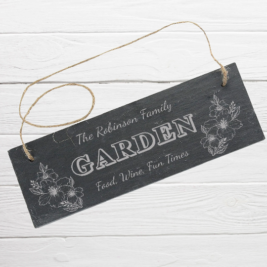 Personalised Slate Floral Hanging Sign