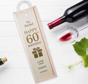 Personalised Rope Handle Wine Box Birthday & Present Design