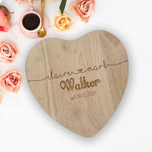 Personalised Large Heart Chopping Board With Any Two Names