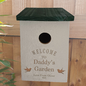 Personalised Bird Box Stone Grey - Bird Silhoutte