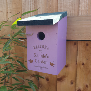 Personalised Bird Box Purple - Bird Silhoutte