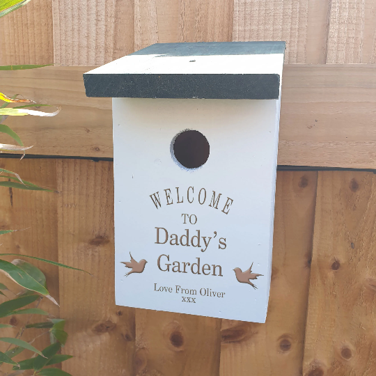 Personalised Bird Box Blue - Bird Silhoutte