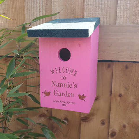 Personalised Bird Box Pink - Bird Silhoutte