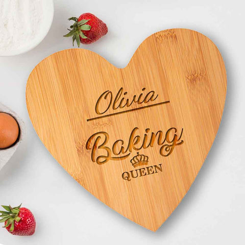 Personalised Heart Shape Baking Queen Chopping Board