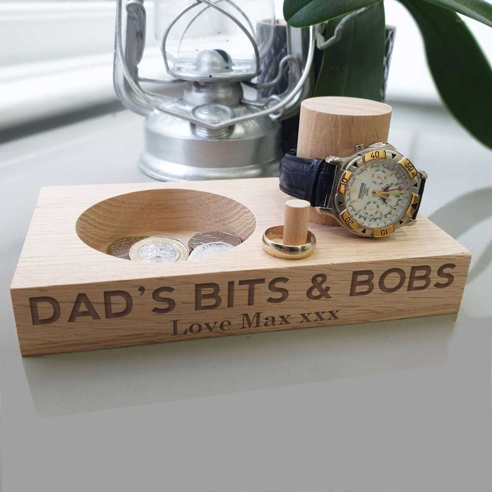 Personalised Solid Oak Bits & Bobs Night Tidy