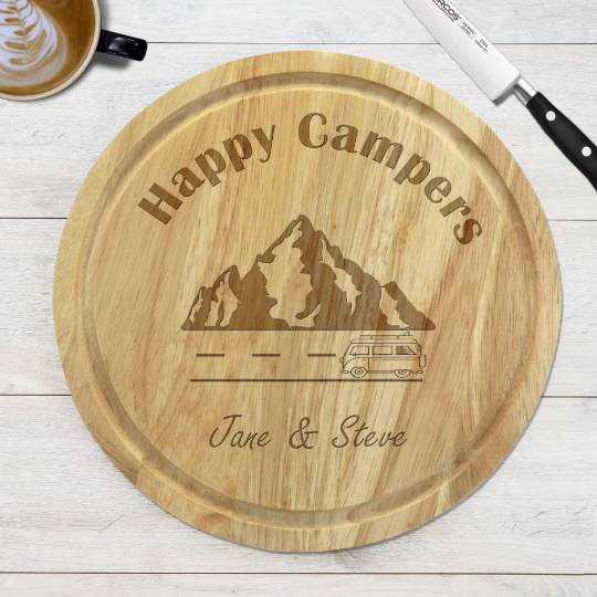 Happy Campers Round chopping Board