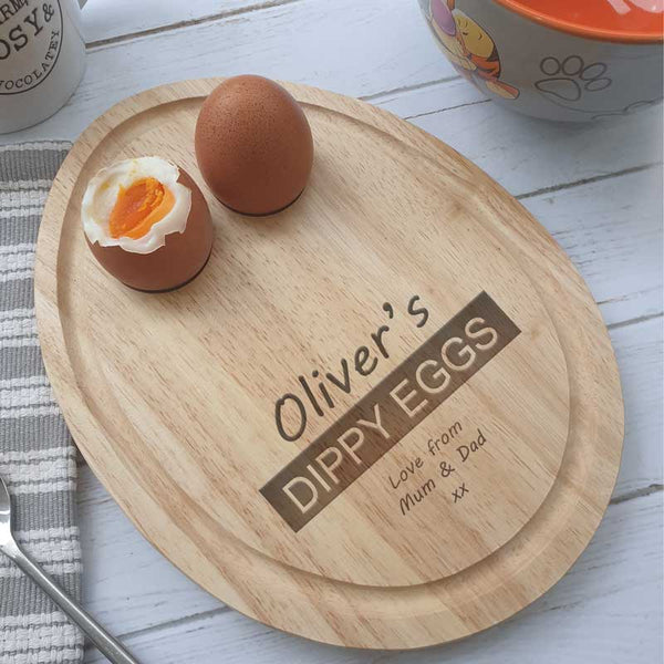 Personalised Egg Shaped Breakfast Egg Board Dippy Eggs