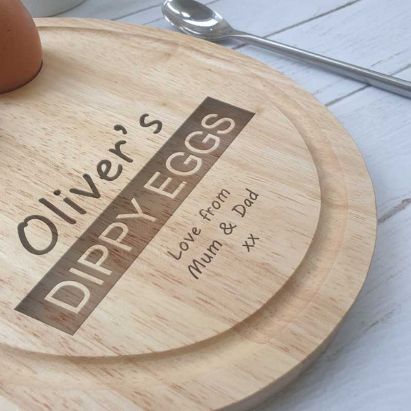 Personalised Egg Shaped Breakfast Egg Board Dippy Eggs