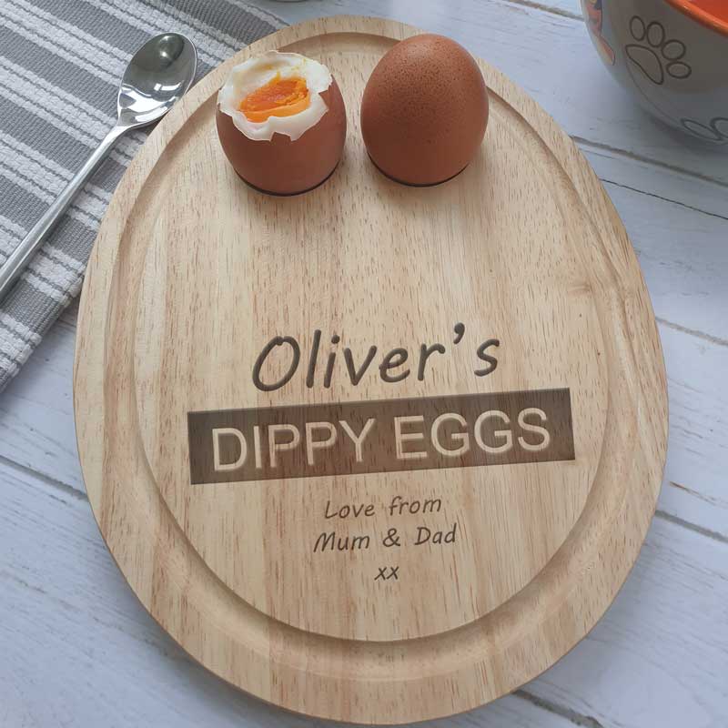 Personalised Egg Shaped Breakfast Egg Board Dippy Eggs