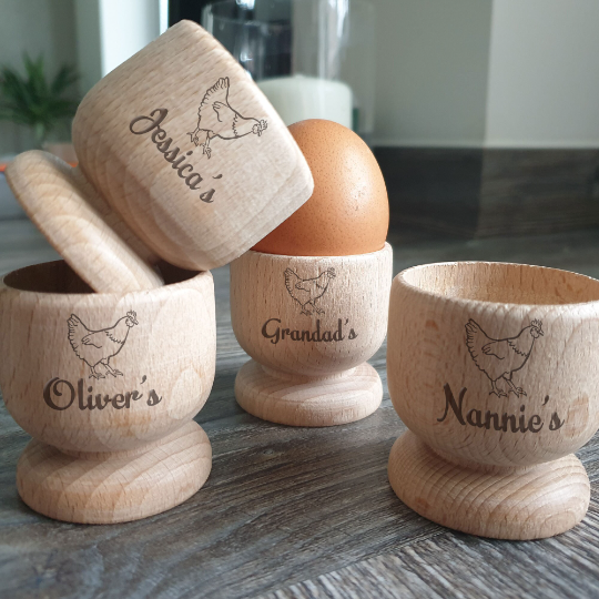 Personalised Chicken Wooden Egg Cup