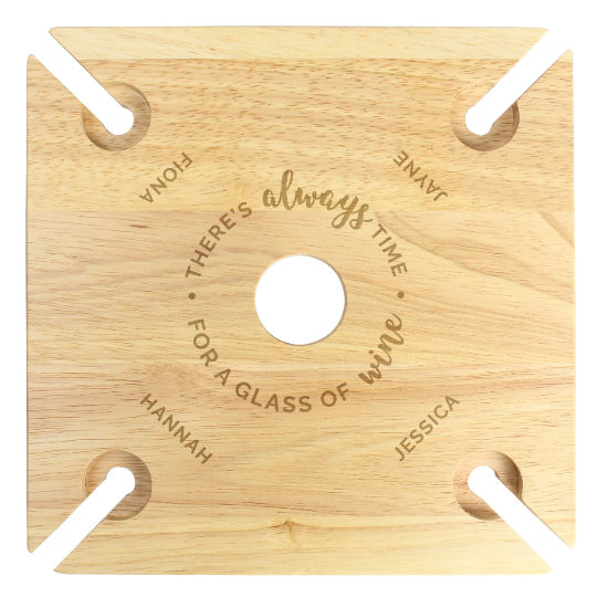 Personalised 4 Wine Glass Holder 'Always Time'