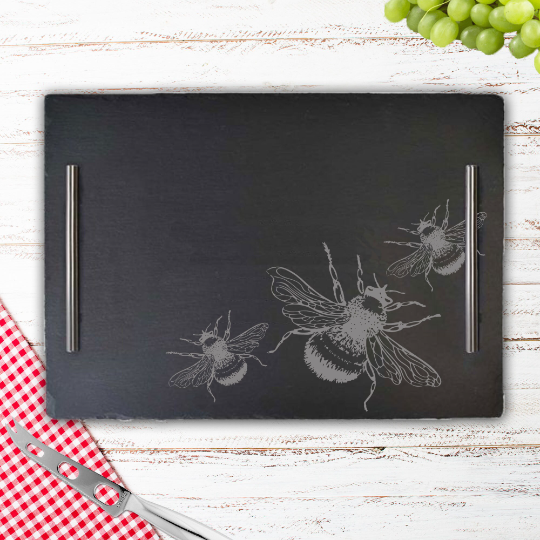 Bee Engraved Natural Large Slate