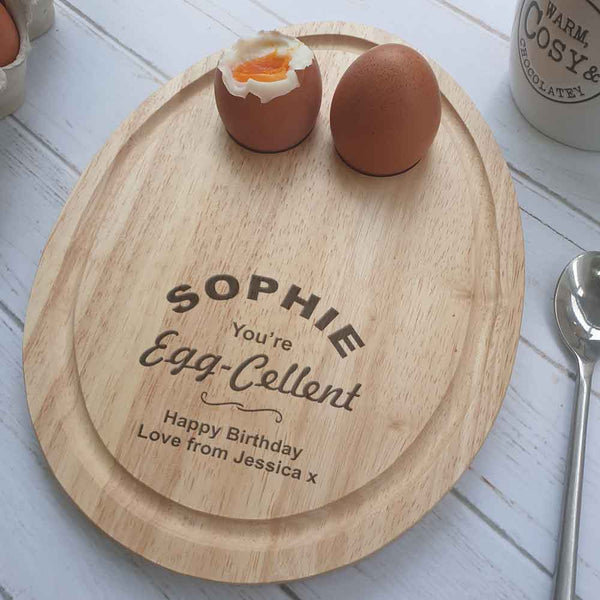 Personalised Egg-Cellent Egg Shaped Board