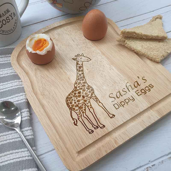 Giraffe Dippy Eggs Personalised Toast Board