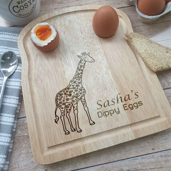 Giraffe Dippy Eggs Personalised Toast Board