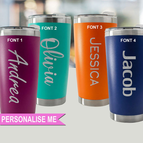 Engraved Thermal Travel Mug Font Choice