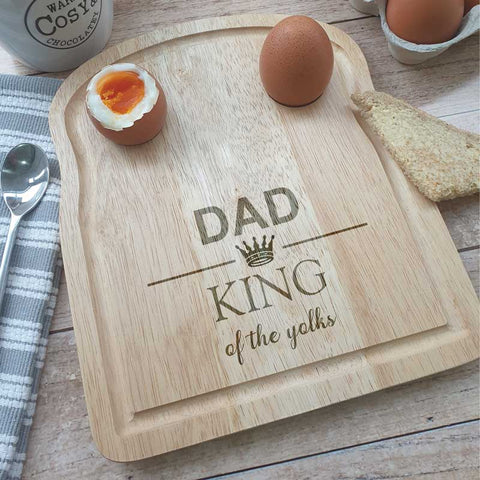 Personalised Engraved King of the Yolks Egg and Toast Breakfast Serving Board