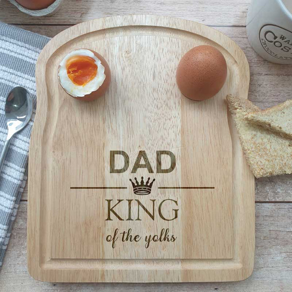 Personalised Engraved King of the Yolks Egg and Toast Breakfast Serving Board