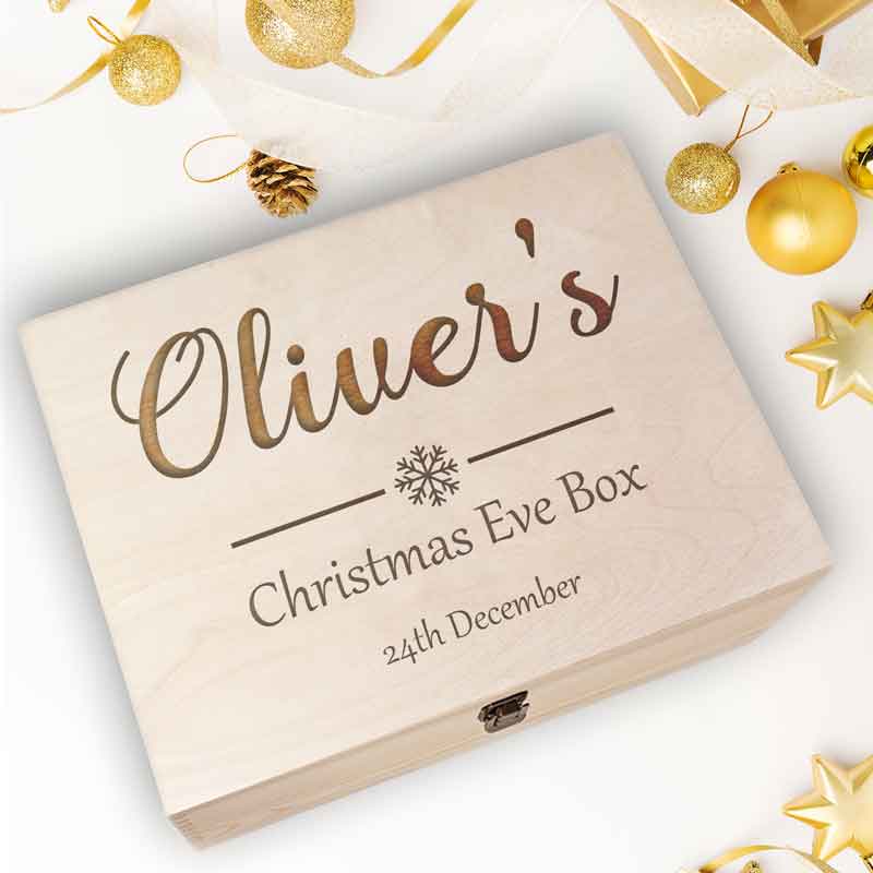 Personalised Luxury Pine Large Name Christmas Eve Box