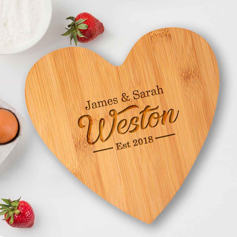 Personalised Heart Shape Romantic Chopping Board