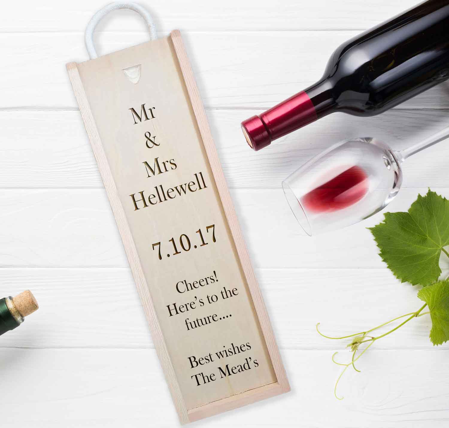 Personalised Rope Handle Wine Box Mr & Mrs