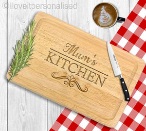 Personalised Mum's Kitchen Rectangle Wooden Chopping Board