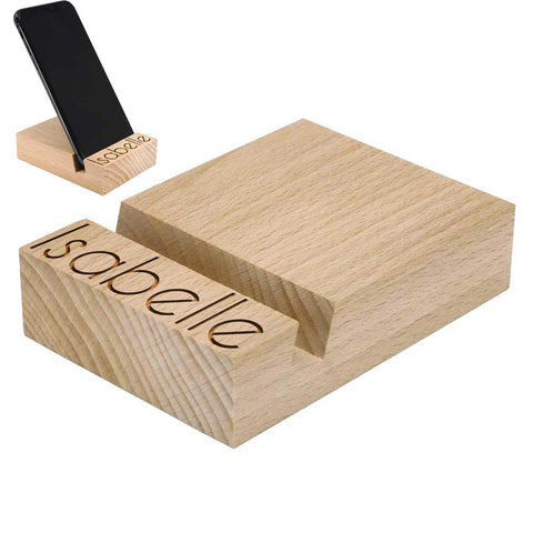 Personalised Any Name Solid Beech Phone Stand