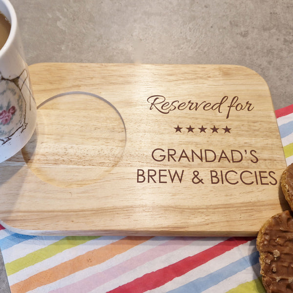 Reserved for - tea and biscuit board