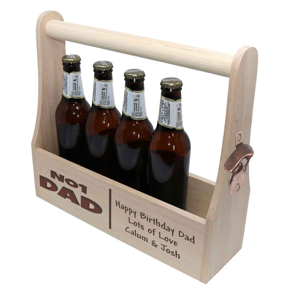 Personalised No1 Dad Wooden Bottle Holder & Opener