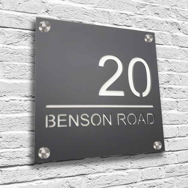 Modern Acrylic House Square Sign With Stainless Steel