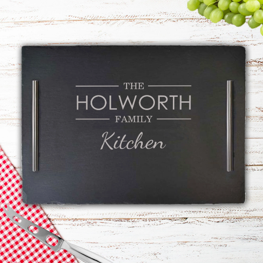 Natural Large Slate Tray Surname Design