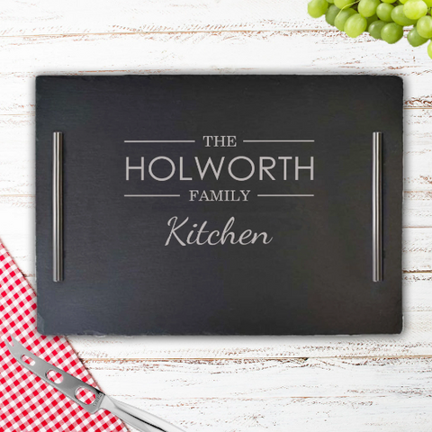 Natural Large Slate Tray Surname Design