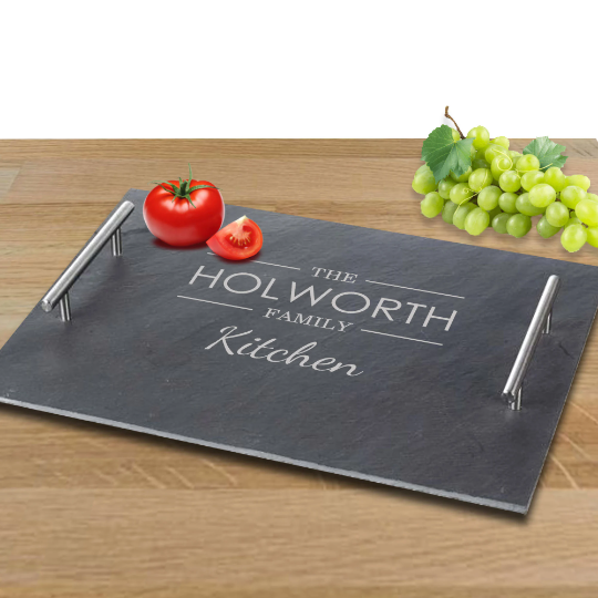 Natural Large Slate Tray Surname Design