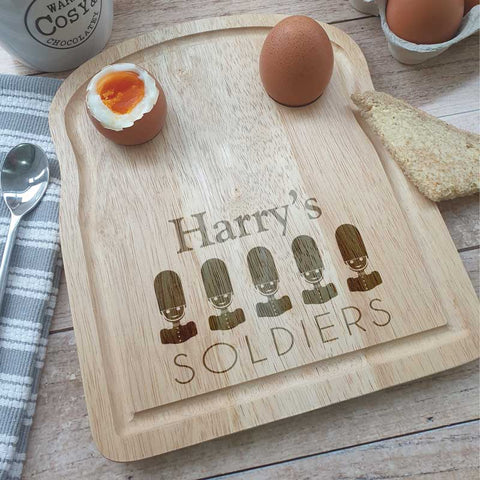 Personalised Engraved Soldier Egg and Toast Breakfast Serving Board