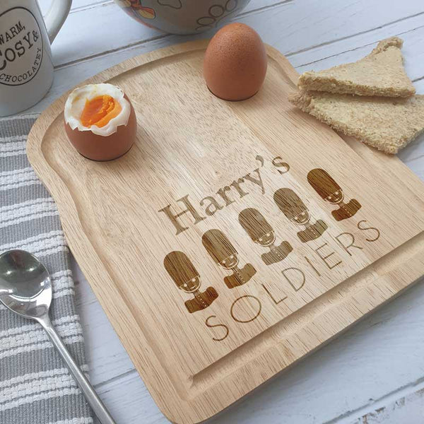 Personalised Engraved Soldier Egg and Toast Breakfast Serving Board