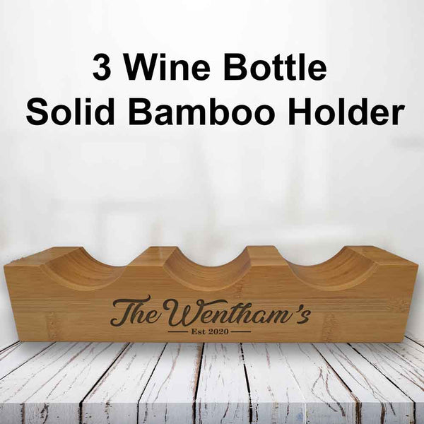 Personalised Solid Bamboo Surname Wine Bottle Holder