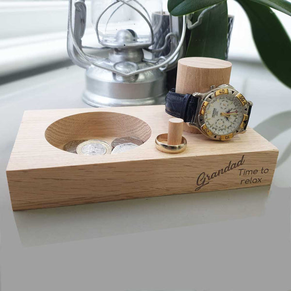 Personalised Solid Oak Time To Relax Night Tidy