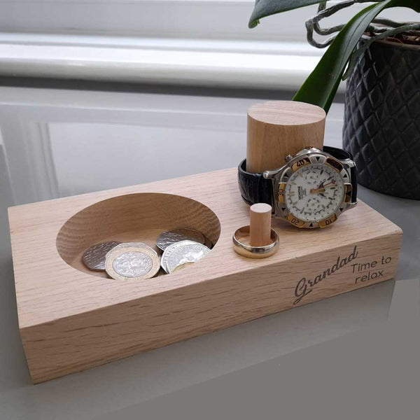 Personalised Solid Oak Time To Relax Night Tidy