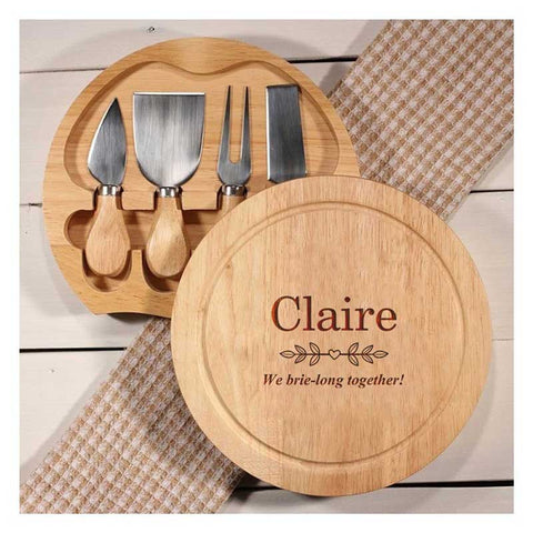 Personalised Cheese Board And Knife Set We Brie-Long Together