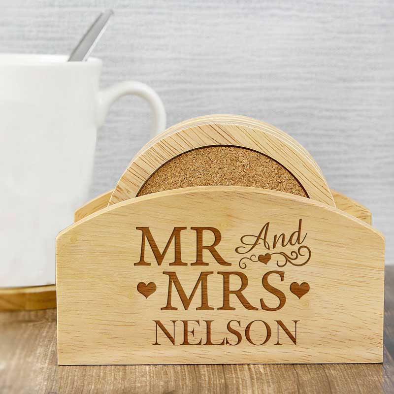 Personalised Mr & Mrs Coaster Set