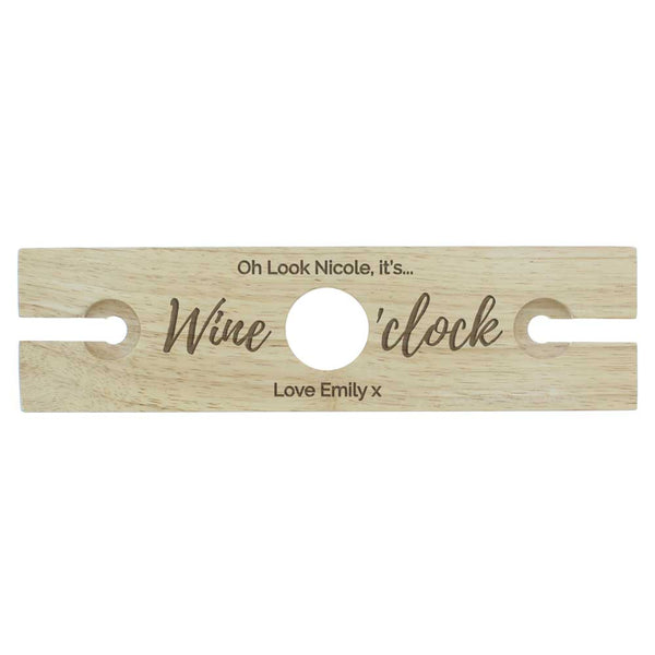 Personalised 'Wine O'clock' Wine Glass & Bottle Butler