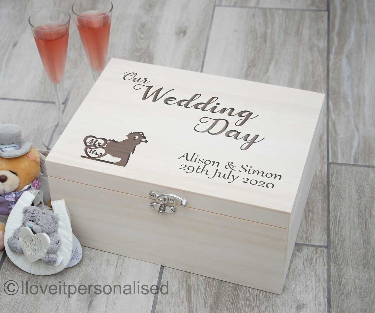 Personalised Wedding Silhoutte Memories Keepsake Box