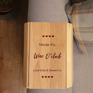 Personalised Wine O'Clock Wooden Sofa Tray