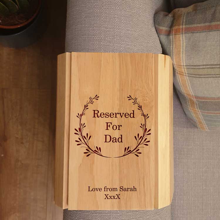 Copy of Personalised Wooden Sofa Tray Leaf Pattern Reserved For Dad